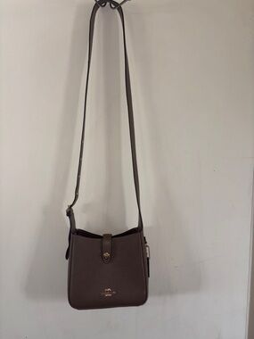 Coach Mini Hadley Pebbled Leather Crossbody in Dark Brown with Gold Hardware